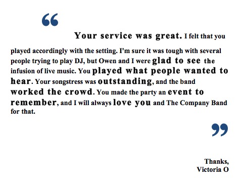 The Company Band testimonials